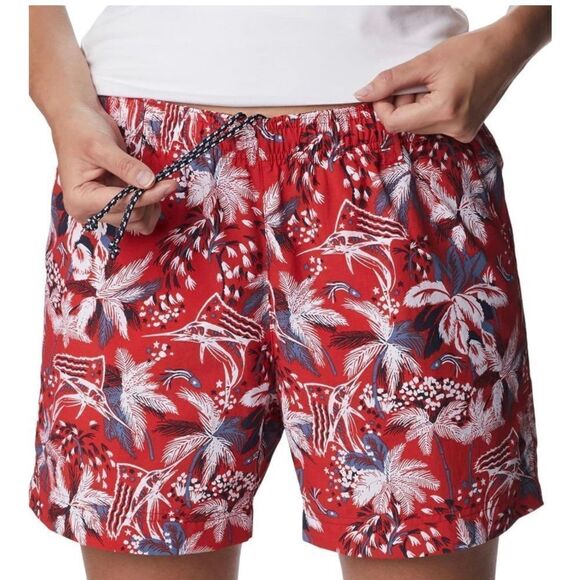 COLUMBIA WOMEN’S LARGE WATER SHORT IN RED SPARK FIREWORK FISHIN’ PATTERN - Picture 9 of 11